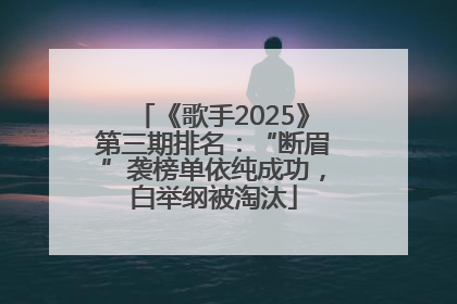 《歌手2025》第三期排名：“断眉”袭榜单依纯成功，白举纲被淘汰