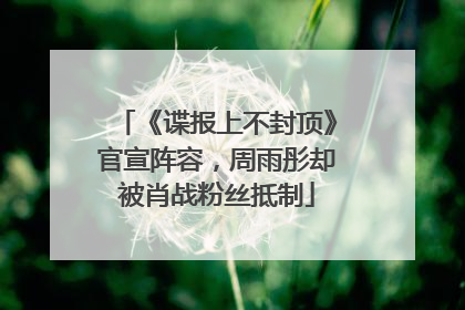 《谍报上不封顶》官宣阵容，周雨彤却被肖战粉丝抵制