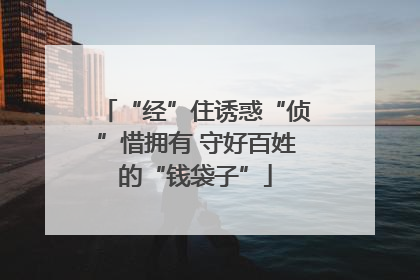 “经”住诱惑“侦”惜拥有 守好百姓的“钱袋子”