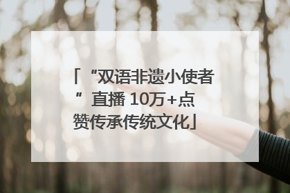 “双语非遗小使者”直播 10万+点赞传承传统文化