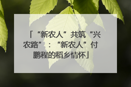 “新农人”共筑“兴农路”：“新农人”付鹏程的稻乡情怀