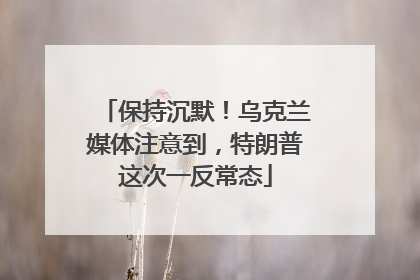保持沉默！乌克兰媒体注意到，特朗普这次一反常态