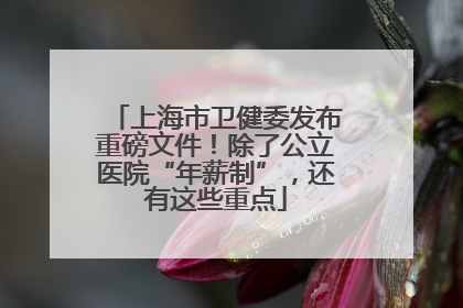 上海市卫健委发布重磅文件！除了公立医院“年薪制”，还有这些重点