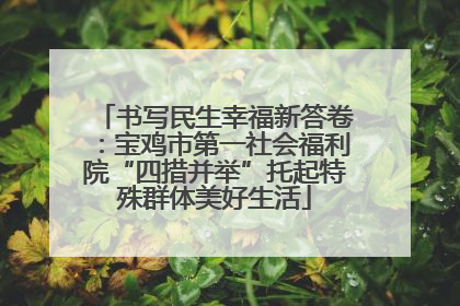 书写民生幸福新答卷：宝鸡市第一社会福利院“四措并举”托起特殊群体美好生活
