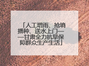 人工增雨、抢墒播种、送水上门——甘肃全力抗旱保障群众生产生活
