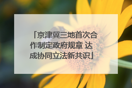 京津冀三地首次合作制定政府规章 达成协同立法新共识