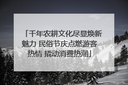 千年农耕文化尽显焕新魅力 民俗节庆点燃游客热情 撬动消费热潮