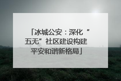 冰城公安：深化“五无”社区建设构建平安和谐新格局