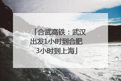 合武高铁：武汉出发1小时到合肥3小时到上海
