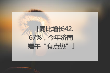同比增长42.67%，今年济南端午“有点热”