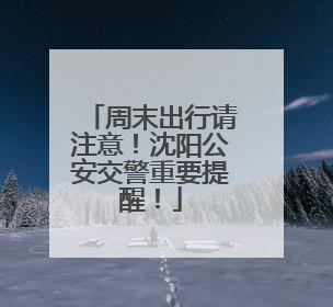 周末出行请注意！沈阳公安交警重要提醒！