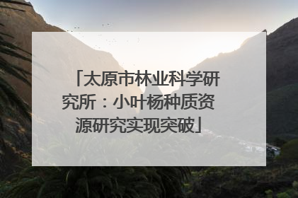 太原市林业科学研究所：小叶杨种质资源研究实现突破