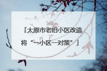 太原市老旧小区改造将“一小区一对策”