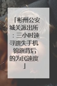 彬州公安城关派出所：三小时速寻遗失手机 锦旗背后的为民速度