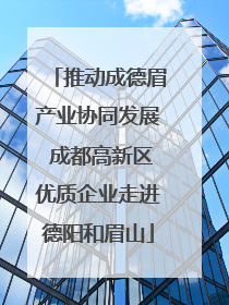 推动成德眉产业协同发展 成都高新区优质企业走进德阳和眉山