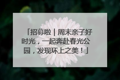 招募啦｜周末亲子好时光，一起奔赴春光公园，发现环上之美！