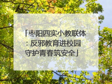 枣阳四实小教联体：反邪教育进校园 守护青春筑安全