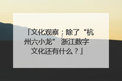 文化观察：除了“杭州六小龙” 浙江数字文化还有什么？