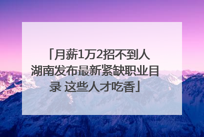 月薪1万2招不到人 湖南发布最新紧缺职业目录 这些人才吃香