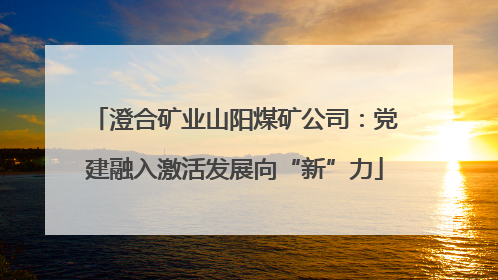 澄合矿业山阳煤矿公司：党建融入激活发展向“新”力