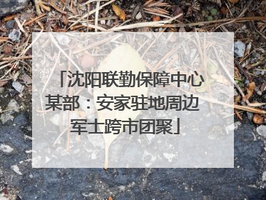 沈阳联勤保障中心某部：安家驻地周边 军士跨市团聚