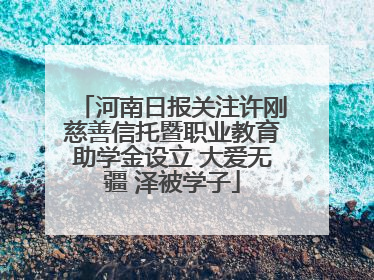 河南日报关注许刚慈善信托暨职业教育助学金设立 大爱无疆 泽被学子