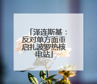 泽连斯基：反对单方面重启扎波罗热核电站
