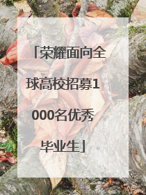 荣耀面向全球高校招募1000名优秀毕业生