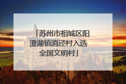 苏州市相城区阳澄湖镇消泾村入选全国文明村