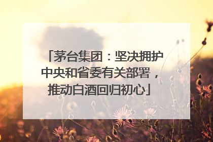 茅台集团：坚决拥护中央和省委有关部署，推动白酒回归初心