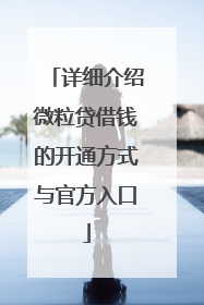 详细介绍微粒贷借钱的开通方式与官方入口