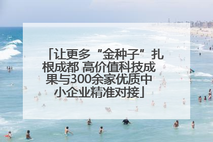 让更多“金种子”扎根成都 高价值科技成果与300余家优质中小企业精准对接