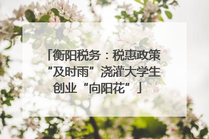 衡阳税务：税惠政策“及时雨”浇灌大学生创业“向阳花”