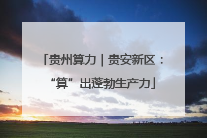 贵州算力｜贵安新区：“算”出蓬勃生产力