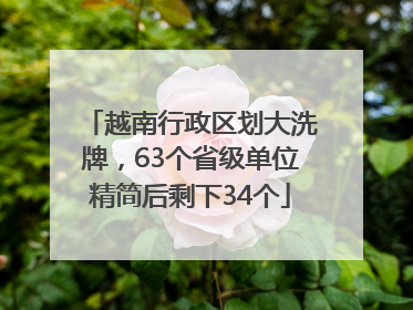 越南行政区划大洗牌，63个省级单位精简后剩下34个