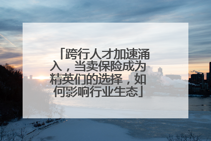 跨行人才加速涌入，当卖保险成为精英们的选择，如何影响行业生态