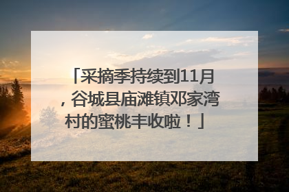 采摘季持续到11月，谷城县庙滩镇邓家湾村的蜜桃丰收啦！