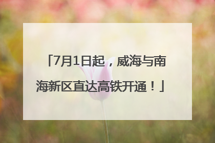 7月1日起，威海与南海新区直达高铁开通！
