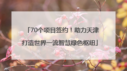 70个项目签约！助力天津打造世界一流智慧绿色枢纽